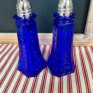 Blue Glass Salt and Pepper Shakers